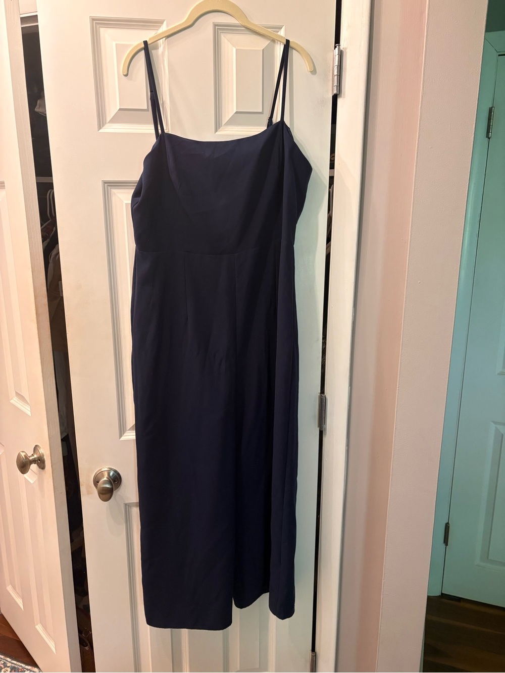 Lilly Pulitzer square neck Navy Blue wide leg jumpsuit